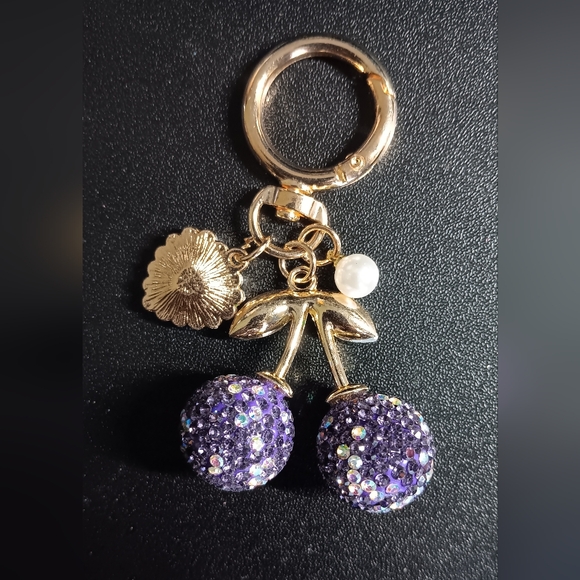Purple Cherry Bag Charm Keychain (NWOT) - Picture 2 of 2